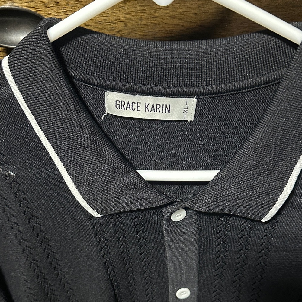 Grace Karin Black Button Down Shirt